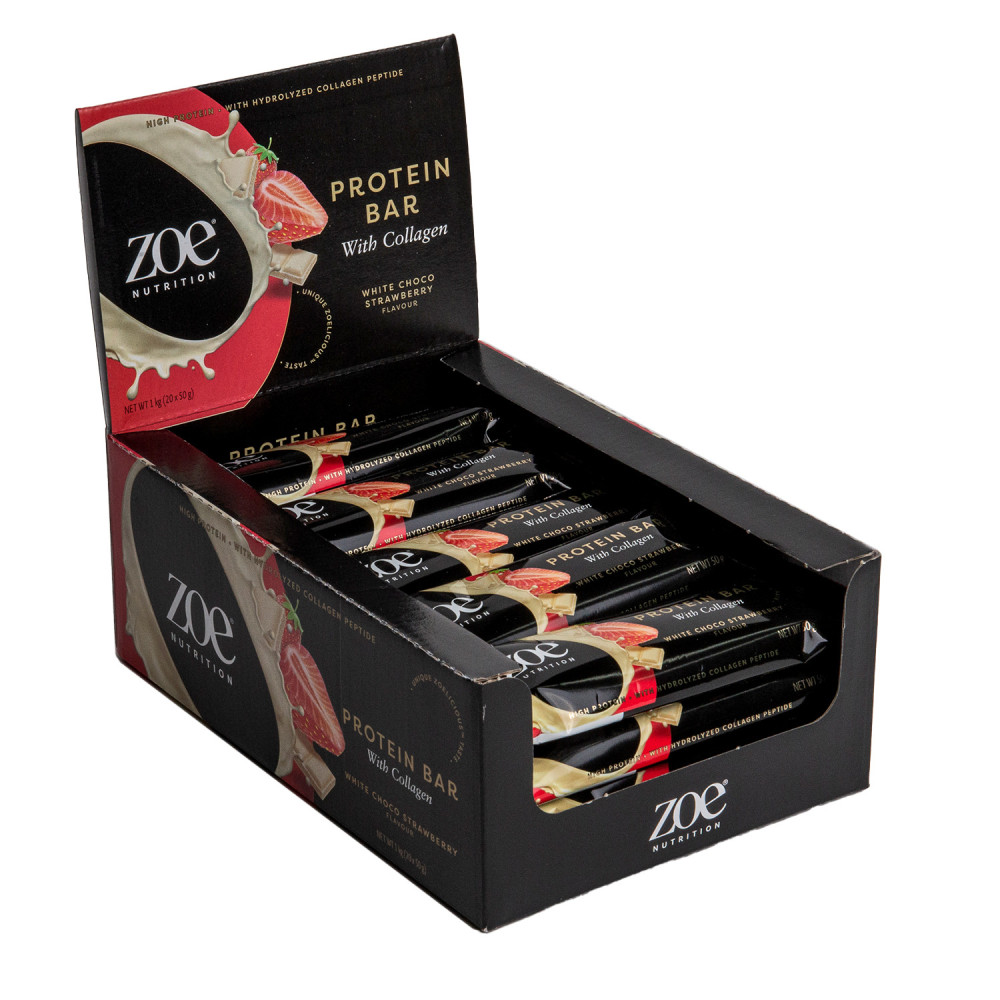 zoe Protein Bar, White Chocolate Strawberry, 50 g, zoe Nutrition zoe Protein Bar, White Chocolate Strawberry, 50 g, zoe Nutrition