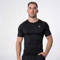 Polleo Men's Titan Compression Mesh Short Sleeve T-Shirt, Black