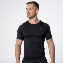 Polleo Men's Titan Compression Mesh Short Sleeve T-Shirt, Black