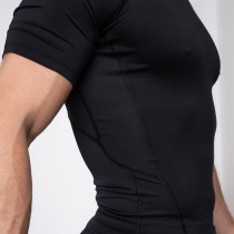 Polleo Men's Titan Compression Mesh Short Sleeve T-Shirt, Black